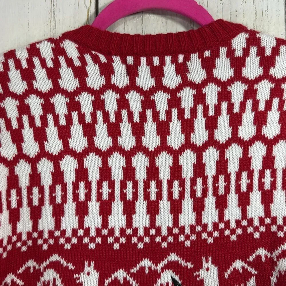 Blizzard Bay Llama Christmas Sweater Red White Fun Ugly Holiday Festive Winter